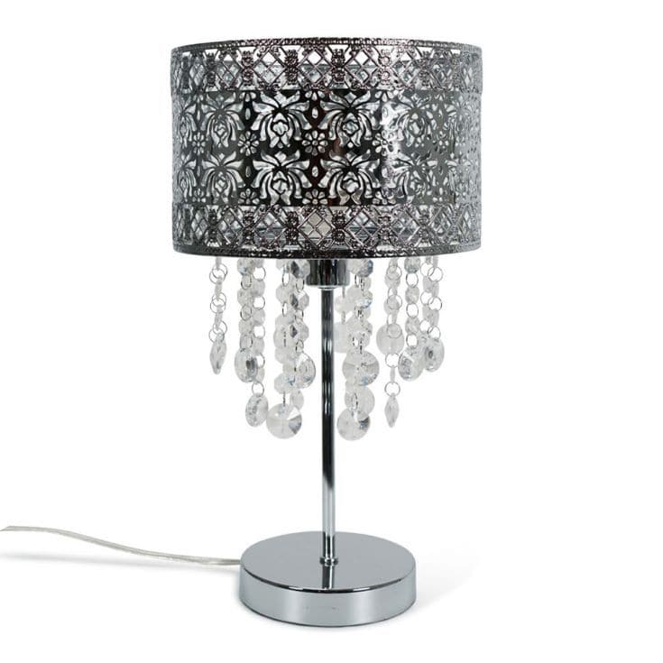 Enna Table Lamp In Chrome With Acrylic Droplets - Comet Lighting