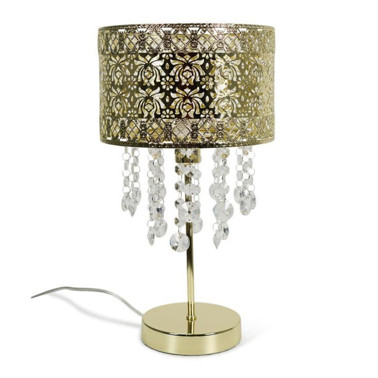 Enna Table Lamp In Gold With Acrylic Droplets - Comet Lighting