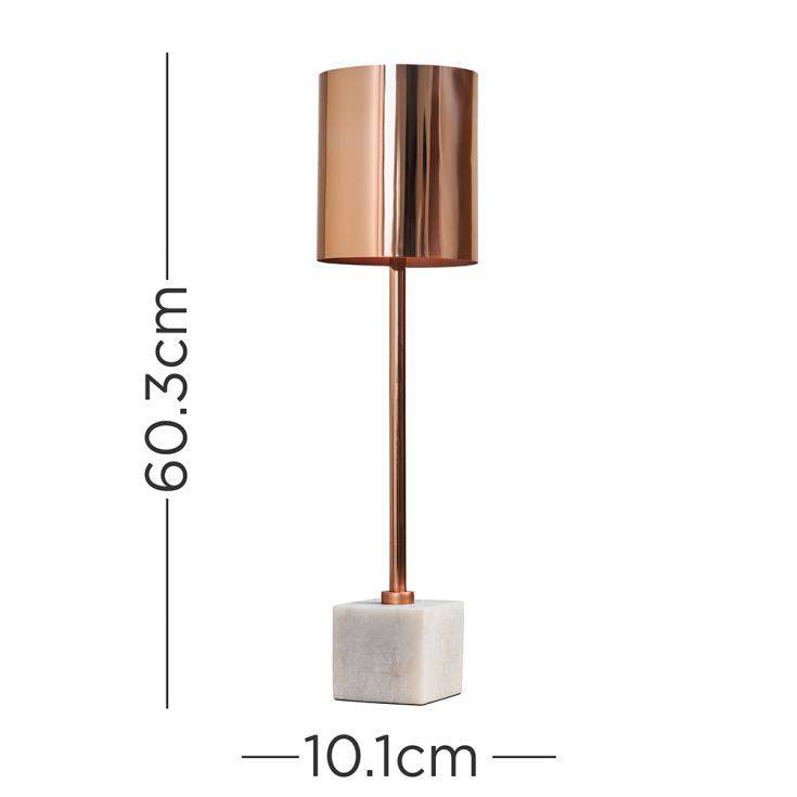 Eriksen Copper Table Lamp With Marble Base - Comet Lighting