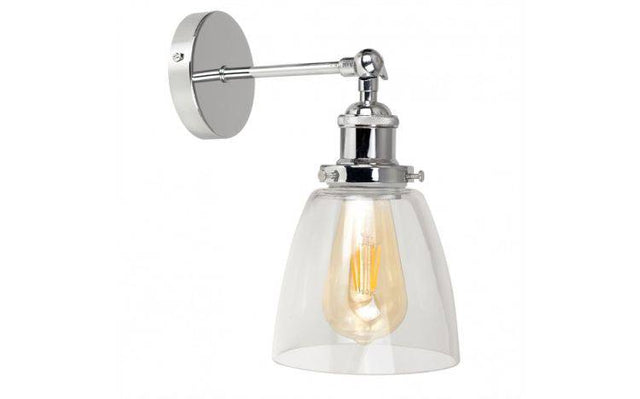 Ezrah Chrome Wall Light Glass Shade - Comet Lighting