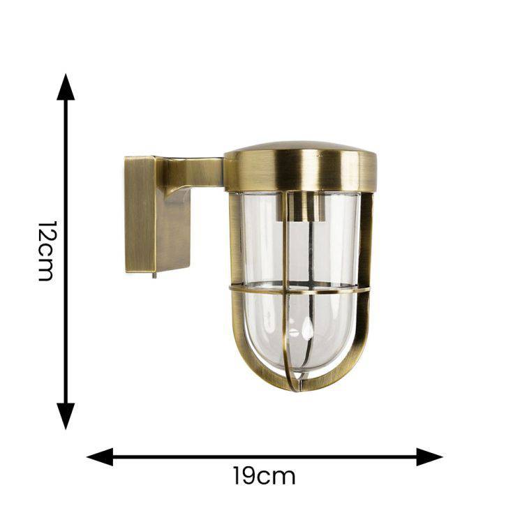 Fanar IP44 Antique Brass Outdoor And Bathroom Wall Light - Comet Lighting