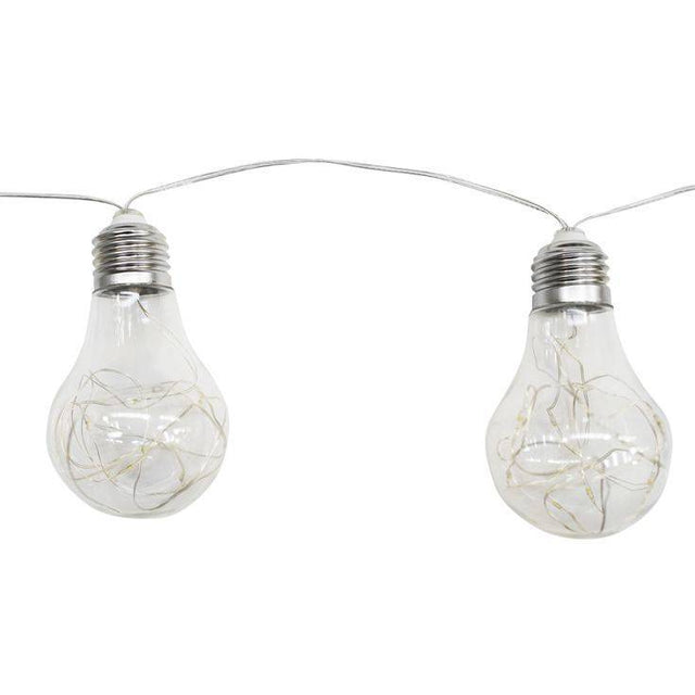 Festoon Lights Warm White Battery Operated IP44 Clear Bulb Shaped Lights - Comet Lighting