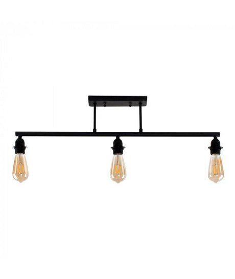 Fillatt Steampunk 3 Way Bar Satin Black Ceiling Light - Comet Lighting