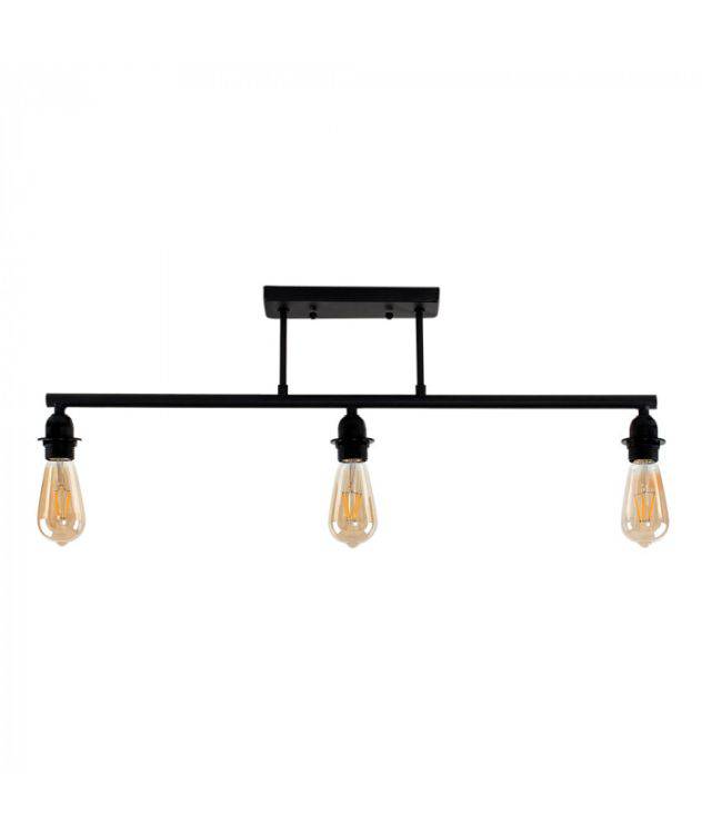 Fillatt Steampunk 3 Way Bar Satin Black Ceiling Light - Comet Lighting