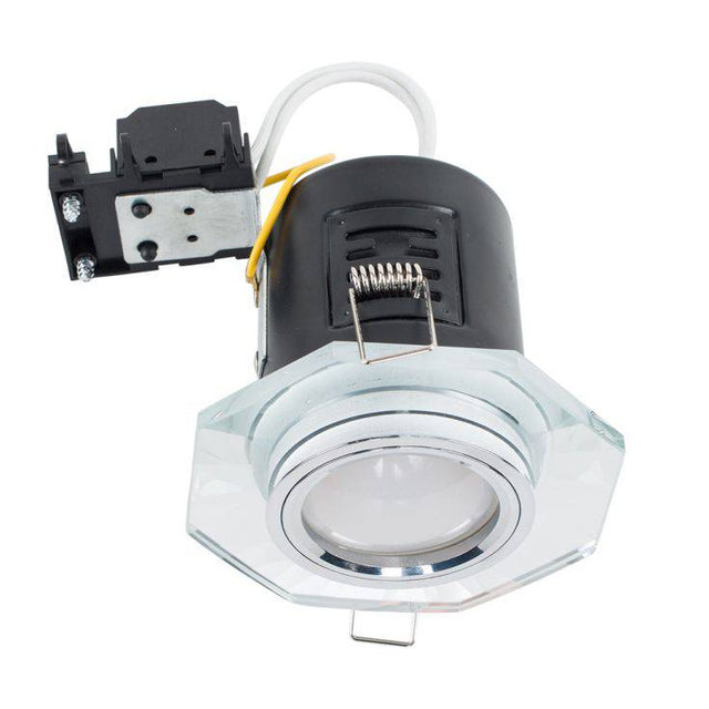 Fire Rated Hexagon GU10 Downlight Chrome Glass - Comet Lighting