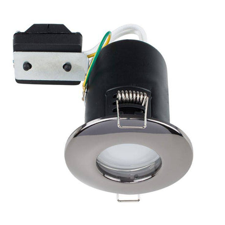 Fire Rated IP65 GU10 Downlight Black Chrome Bezel - Comet Lighting