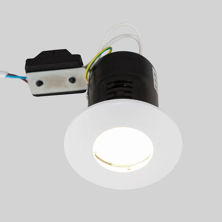 Fire Rated IP65 GU10 Downlight White Domed Bezel - Comet Lighting