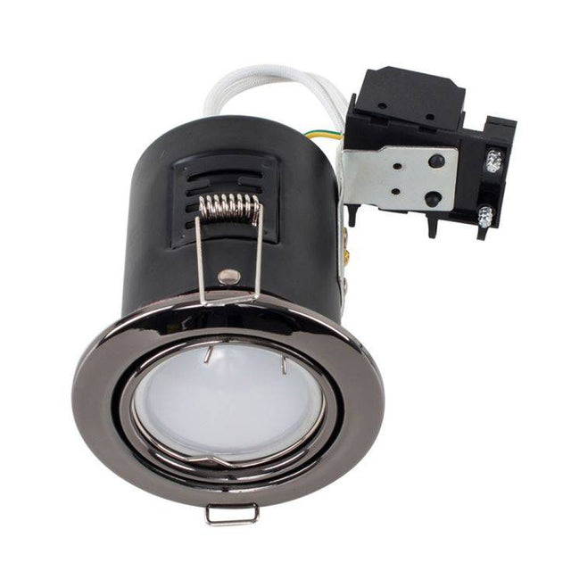 Fire Rated Tiltable GU10 Downlight Black Chrome - Comet Lighting