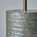 Fleming Zinc Coloured Metal Barrel Table Lamp - Comet Lighting