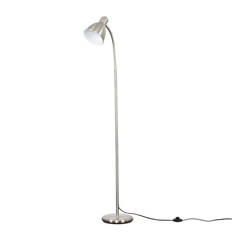 Flexi Neck Floor Lamp In Brushed Chrome - Comet Lighting