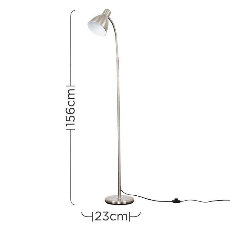 Flexi Neck Floor Lamp In Brushed Chrome - Comet Lighting