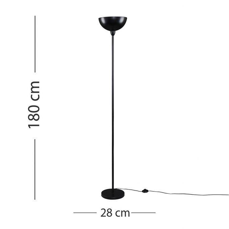 Forseti Matt Black E27 Floor Lamp Uplighter - Comet Lighting