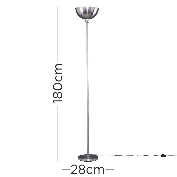 Forseti Satin Nickel E27 Floor Lamp Uplighter - Comet Lighting