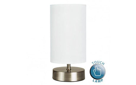 Francis Nickel Touch Table Lamp  White - Comet Lighting