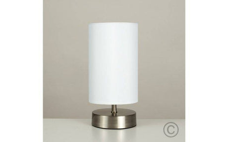 Francis Nickel Touch Table Lamp  White - Comet Lighting