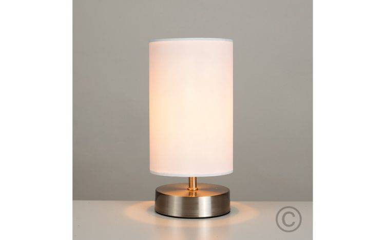 Francis Nickel Touch Table Lamp  White - Comet Lighting