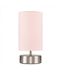 Francis Satin Nickel Touch Table Lamp With Dusky Pink Shade - Comet Lighting