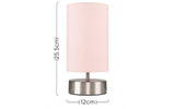 Francis Satin Nickel Touch Table Lamp With Dusky Pink Shade - Comet Lighting