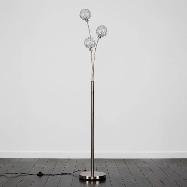 Gala 3 Way Satin Nickel Floor Lamp - Comet Lighting