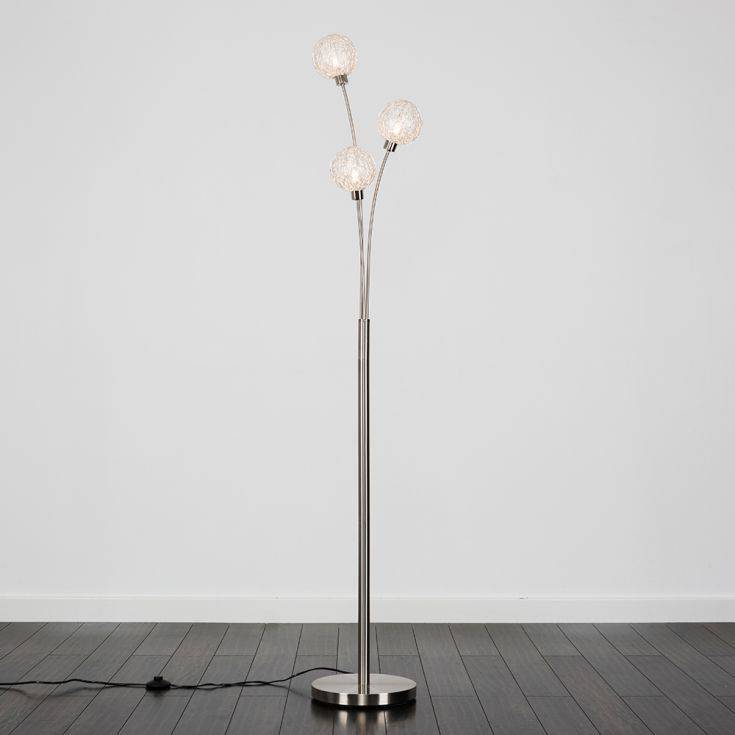 Gala 3 Way Satin Nickel Floor Lamp - Comet Lighting