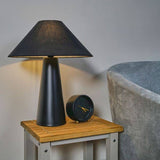 Galvani Matt Black Cone Shaped Table Lamp With Shade - Comet Lighting