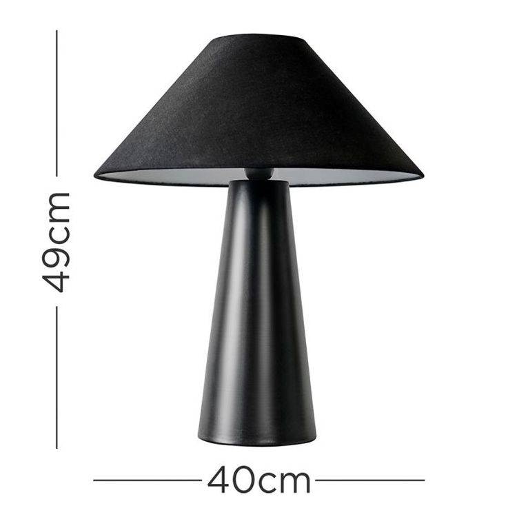 Galvani Matt Black Cone Shaped Table Lamp With Shade - Comet Lighting