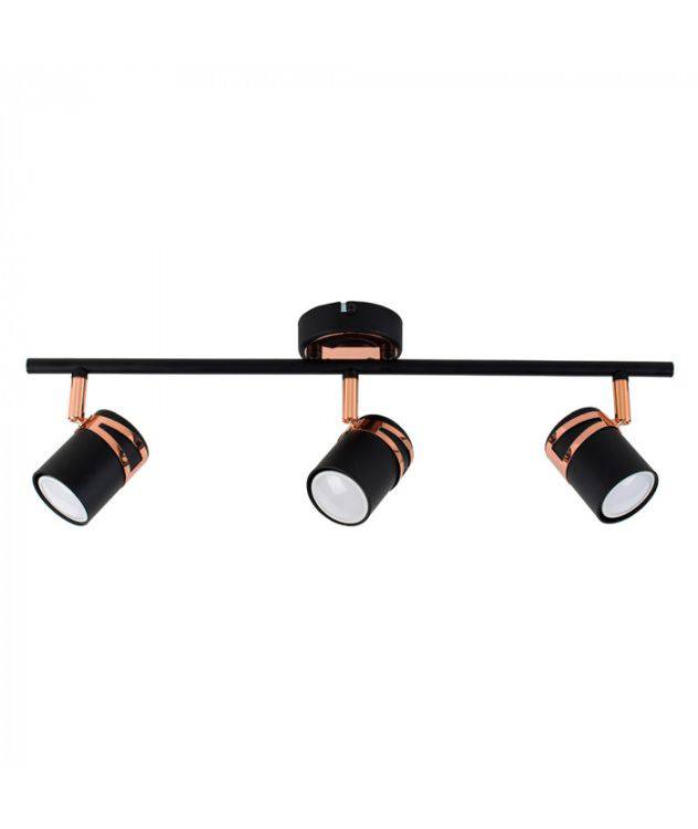 Garcia 3 Way Matt Black / Copper Ceiling Spotlight - Comet Lighting