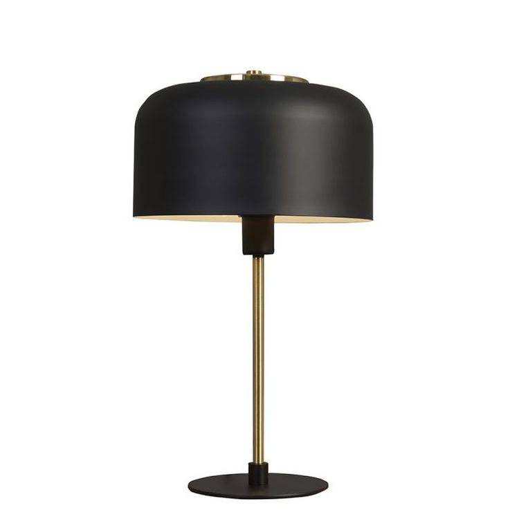 Geneva Matt Black & Brass Stem Table Lamp With Domed Shade - Comet Lighting