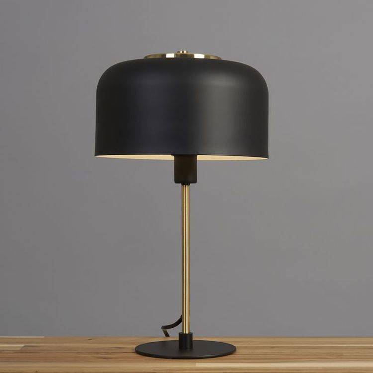 Geneva Matt Black & Brass Stem Table Lamp With Domed Shade - Comet Lighting