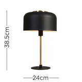 Geneva Matt Black & Brass Stem Table Lamp With Domed Shade - Comet Lighting