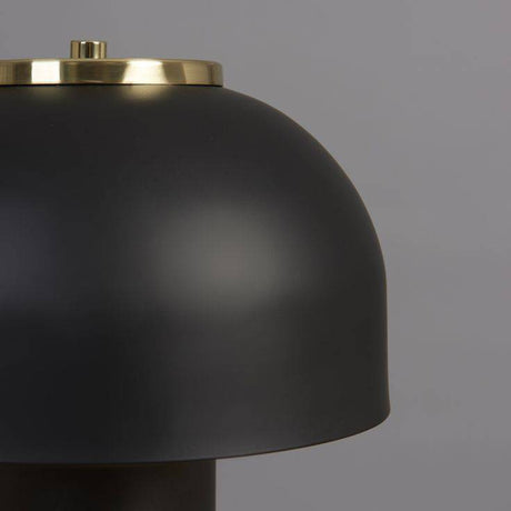 Geneva Matt Black & Satin Brass Cylinder Table Lamp With Domed Shade - Comet Lighting