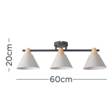 Giza 3 Way Matt Black Ceiling Light With Wood And Grey Shades - Comet Lighting