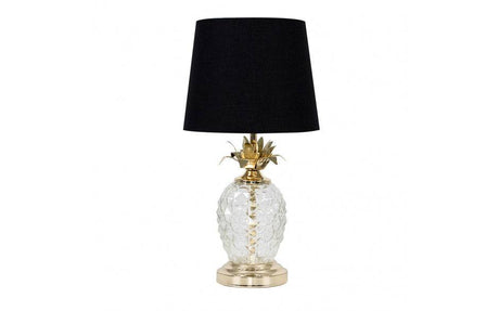 Glass Gold Pineapple Touch Table Lamp Black Shade - Comet Lighting