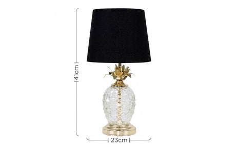 Glass Gold Pineapple Touch Table Lamp Black Shade - Comet Lighting