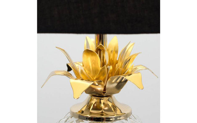 Glass Gold Pineapple Touch Table Lamp Black Shade - Comet Lighting