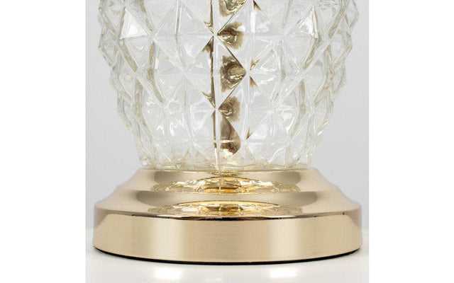 Glass Gold Pineapple Touch Table Lamp Black Shade - Comet Lighting