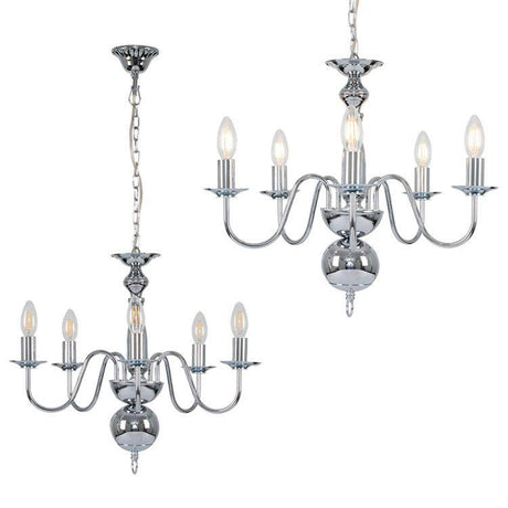 Gothica 5 Way Ceiling Light In Chrome - Comet Lighting