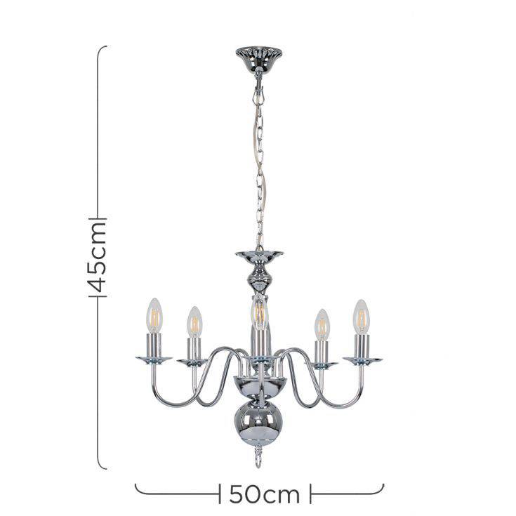 Gothica 5 Way Ceiling Light In Chrome - Comet Lighting