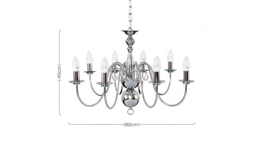 Gothica Flemish Style 8 Way Celling Light Chrome - Comet Lighting