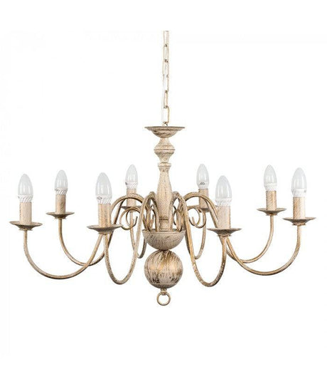 Gothica Flemish Style 8 Way Celling Light White - Comet Lighting