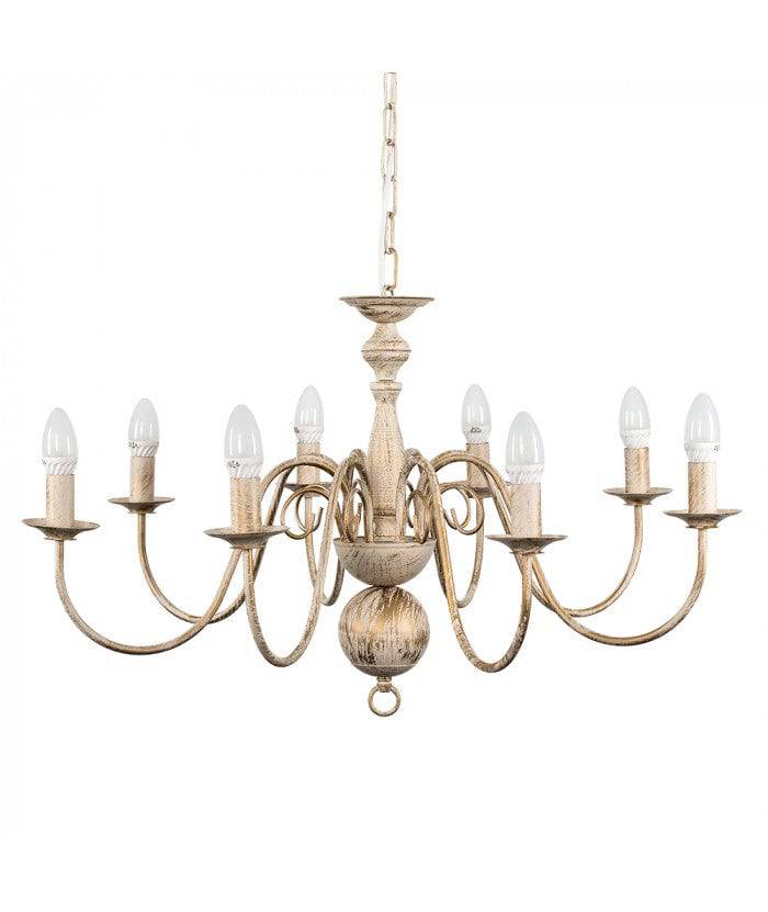 Gothica Flemish Style 8 Way Celling Light White - Comet Lighting