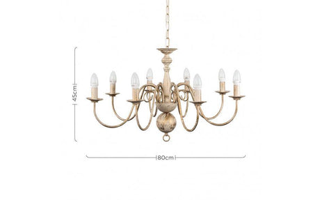 Gothica Flemish Style 8 Way Celling Light White - Comet Lighting