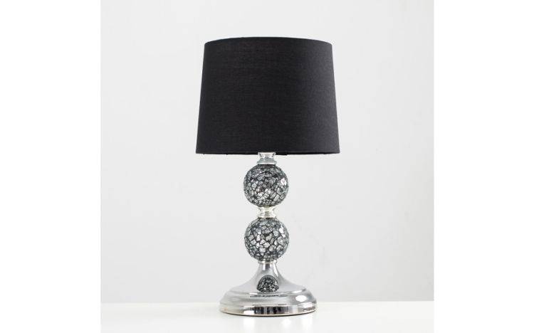 Harmony Mosaic Chrome Table Lamp with Black Shade - Comet Lighting