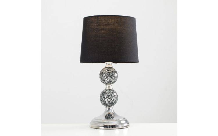 Harmony Mosaic Chrome Table Lamp with Black Shade - Comet Lighting