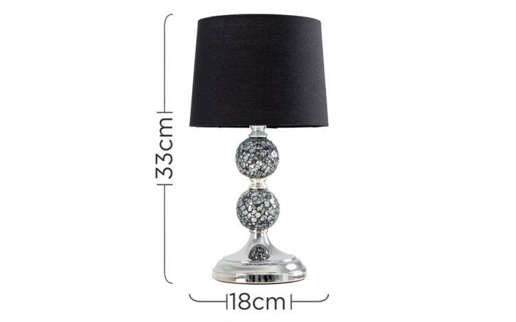 Harmony Mosaic Chrome Table Lamp with Black Shade - Comet Lighting