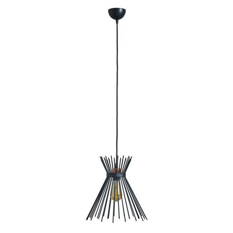 Helene Matt Black Electrical Ceiling Light With Tapered Black Shade - Comet Lighting