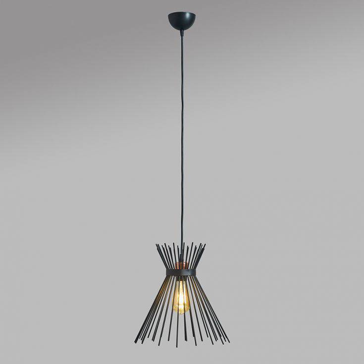 Helene Matt Black Electrical Ceiling Light With Tapered Black Shade - Comet Lighting