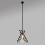 Helene Matt Black Electrical Ceiling Light With Tapered Black Shade - Comet Lighting