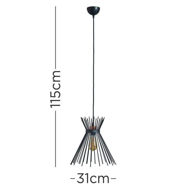 Helene Matt Black Electrical Ceiling Light With Tapered Black Shade - Comet Lighting