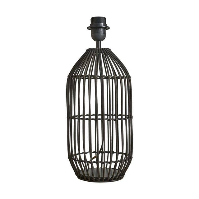 Hollins Large Matt Black Rattan Table Lamp - Comet Lighting